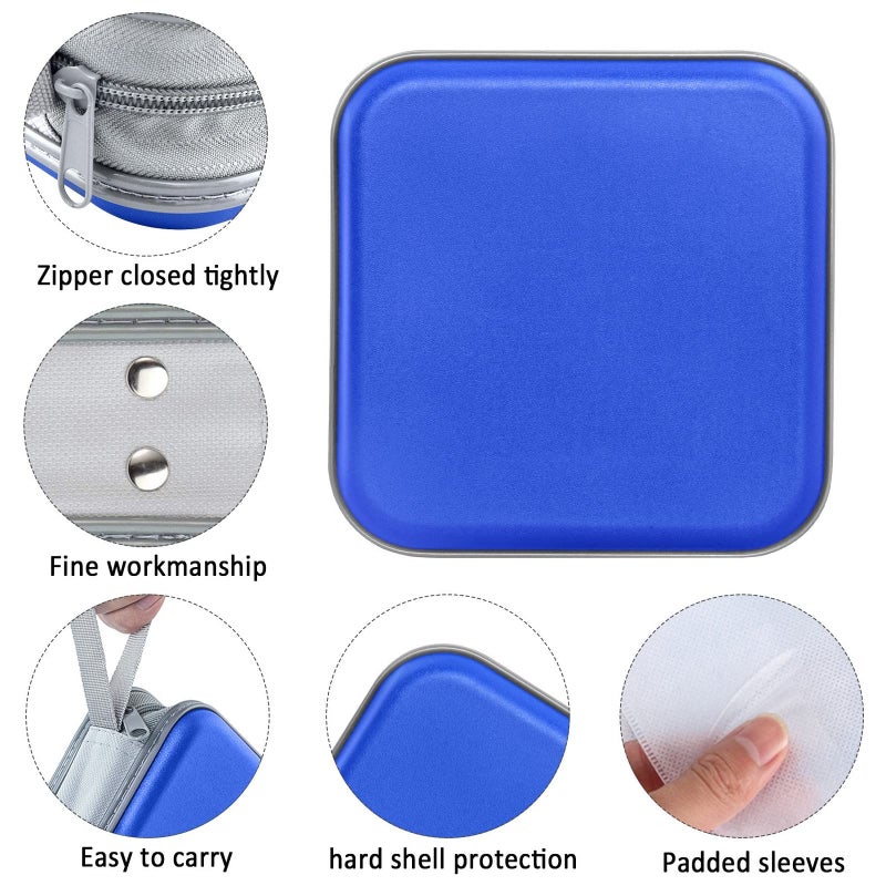 Siveit CD Case, 40 Capacity CD/DVD Case Holders Wallet Hard Plastic DVD Disc Cases Storage Binder for Car Home Office Travel (Blue) - Image 2